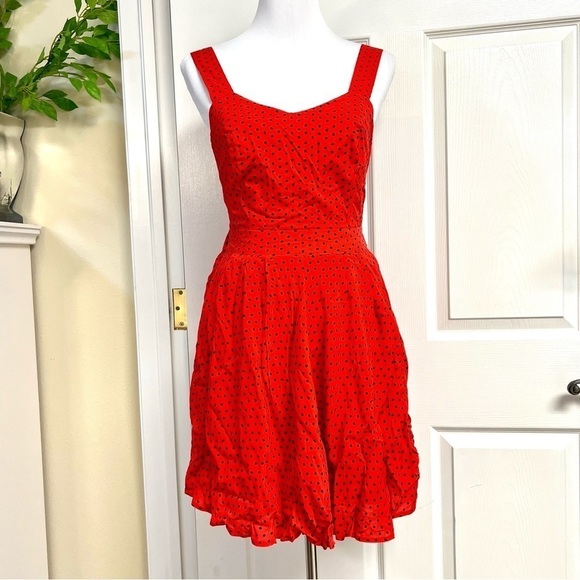 Y2K Forever 21 Vintage red dots boho tie back swing dress women’s size S barbie - Picture 1 of 7